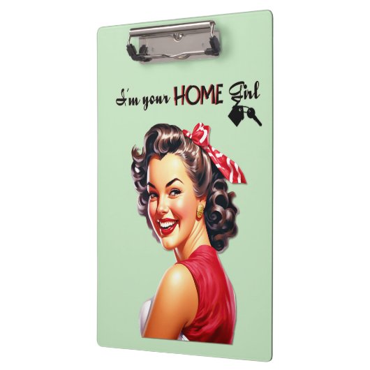 私はあなたの家の女の子エステート実在レトロガールアート クリップボード (左)
