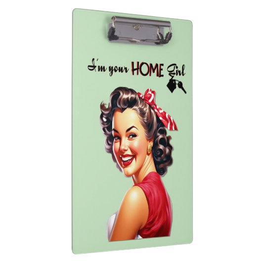 私はあなたの家の女の子エステート実在レトロガールアート クリップボード (右)
