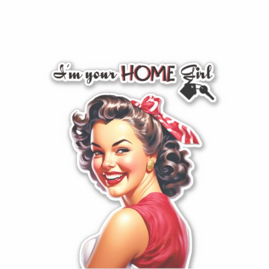 私はあなたの家の女の子エステート実在レトロガールアート シール (正面)