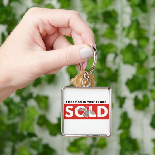 私はあなたの将来の不動産で赤が実在見えるキーチェーン キーホルダー (手)