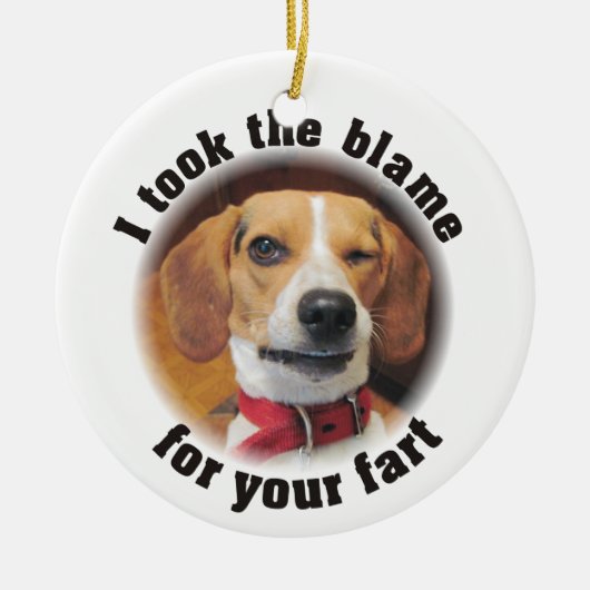 私はあなたの屁のクリスマスのオーナメントのための責任を取りました セラミックオーナメント (正面)