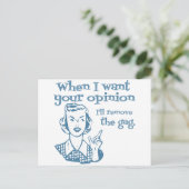 私はあなたの意見が欲しいと思ったらギャグブルーを取り除く ポストカード (スタンド正面)