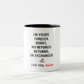 私はあなたの戻り金なしおもしろいカップルV日 ツートーンマグカップ (中央)