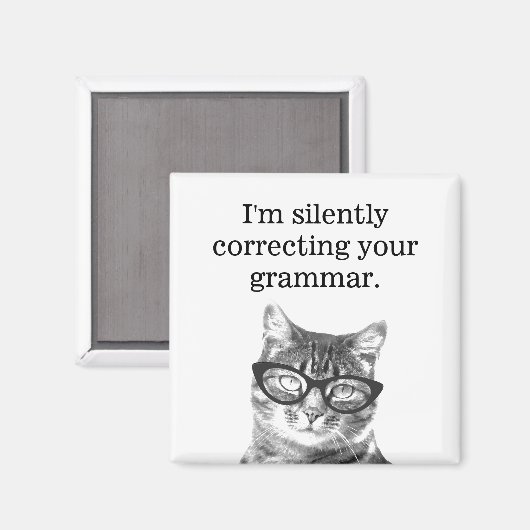 私はあなたの文法の冷蔵庫用マグネットを黙って修正している マグネット (正面/裏面)