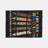 私はあなたの本当の色を見る自閉症の黒い歴史メラニ フリースブランケット (正面(横))