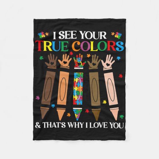 私はあなたの本当の色を見る自閉症の黒い歴史メラニ フリースブランケット (正面)