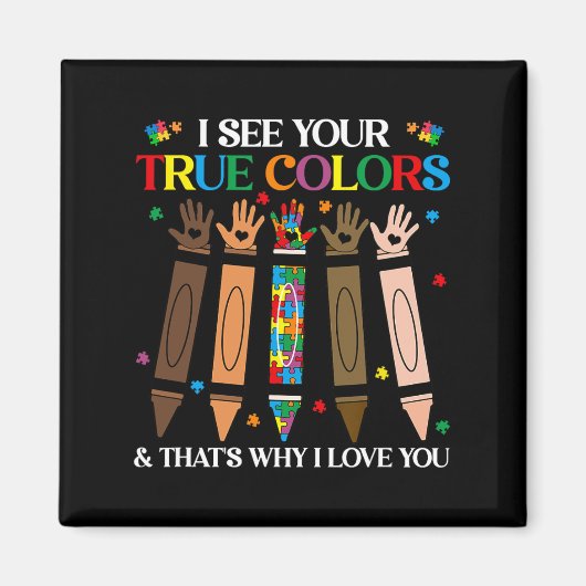 私はあなたの本当の色を見る自閉症の黒い歴史メラニ マグネット (正面)