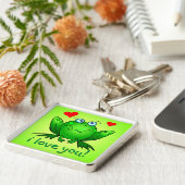 私はあなたの漫画のカエルハートかわいいスマイル キーホルダー (側面)