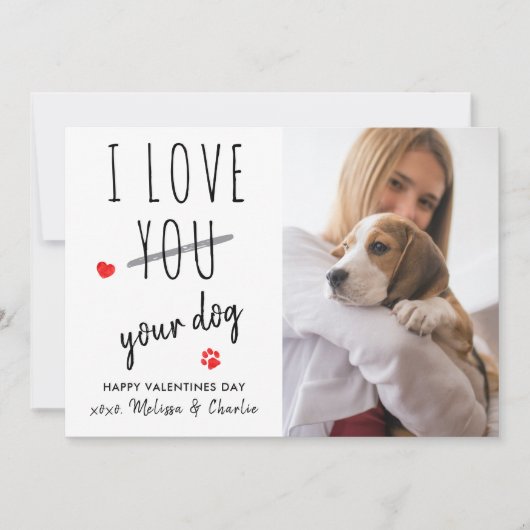 私はあなたの犬のヴァレンティおもしろいンズデイのペットの写真が大好き シーズンカード (正面)
