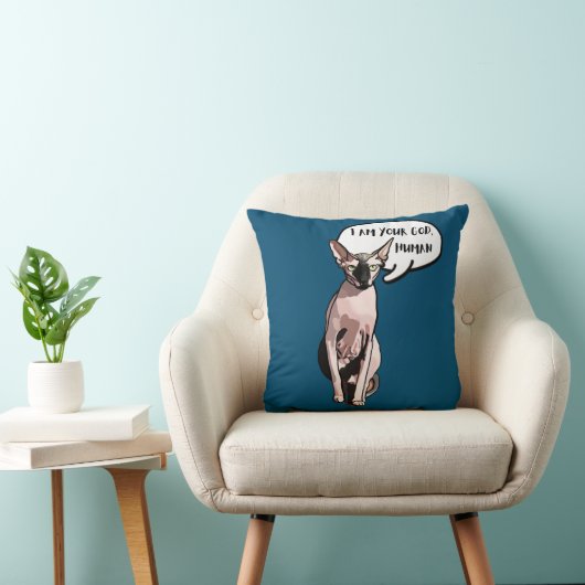 私はあなたの神であり、すべてのスフィンクス猫好きのための人間 クッション (椅子)