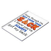 私はあなたの袋から出ていないが、私はあなたが持っていることを知っている ノートブック (左側)