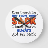 私はあなたの袋から出ていないが、私はあなたが持っていることを知っている ラウンド壁時計 (正面)