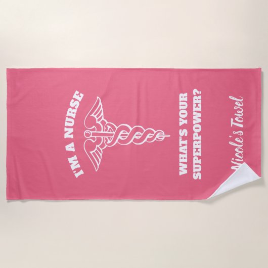 私はあなたの超出力のケリュケイオンはである何ナースです ビーチタオル (正面)