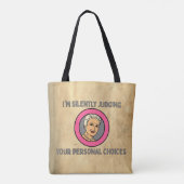 「私はあなたの選択を黙って判断している」トートバッグ トートバッグ (裏面)