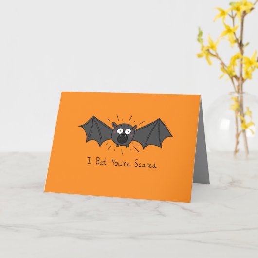 私はあなたはおびえさせていて-ハロウィンの挨拶状打ちます カード (黄色い花)