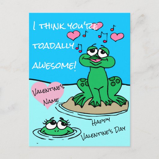 私はあなたは考えトアドリ素晴らしーFrog Valentine ポストカード (正面)