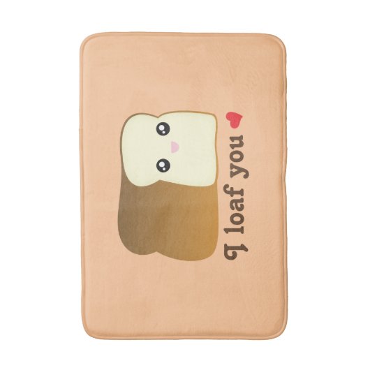 私はあなたをかわいいパンおもしろいマンガ食品パン バスマット (正面縦)