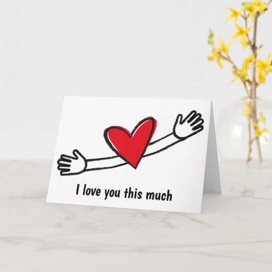 私はあなたをこんなに愛している赤いハート カード (黄色い花)