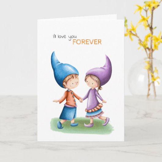 私はあなたをずっと可愛い格言記念日で愛す カード (黄色い花)