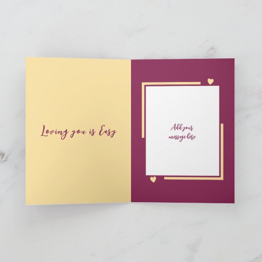 私はあなたをもっと愛しているブルゴーニュイエローバレンタイン カード (内部)