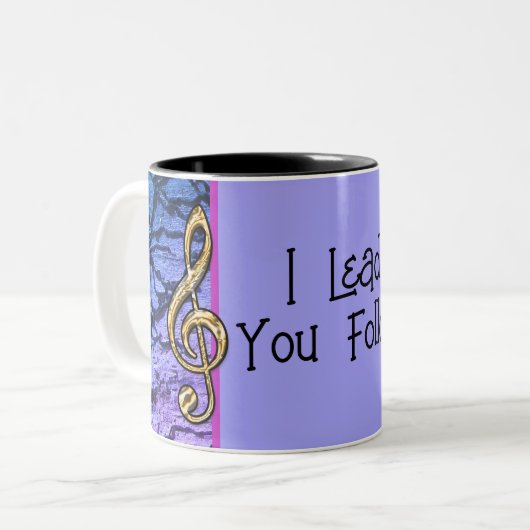 私はあなたをネオン後を追抽象芸術音楽先生 ツートーンマグカップ (正面左)