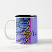 私はあなたをネオン後を追抽象芸術音楽先生 ツートーンマグカップ (左)