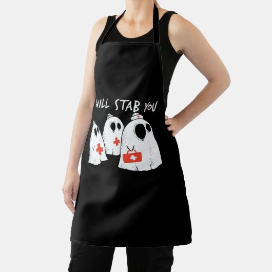 私はあなたを刺す幽霊ナースおもしろいRNハロウィンゴ エプロン (インサイチュ)