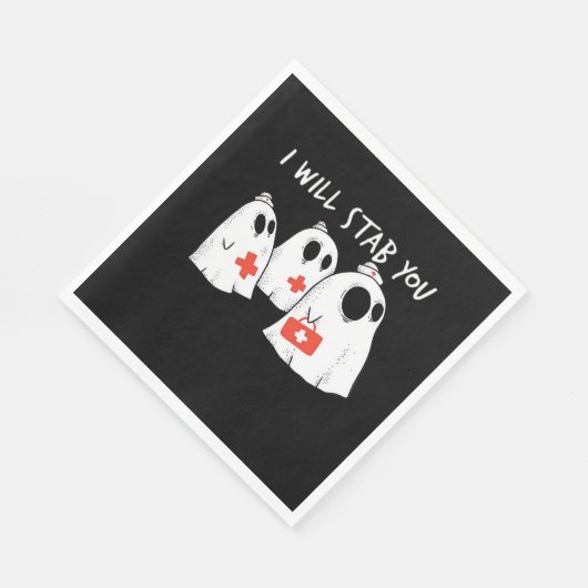 私はあなたを刺す幽霊ナースおもしろいRNハロウィンゴ スタンダードランチョンナプキン (角)