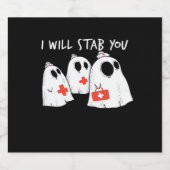 私はあなたを刺す幽霊ナースおもしろいRNハロウィンゴ スパークリングワインラベル (シングルラベル)