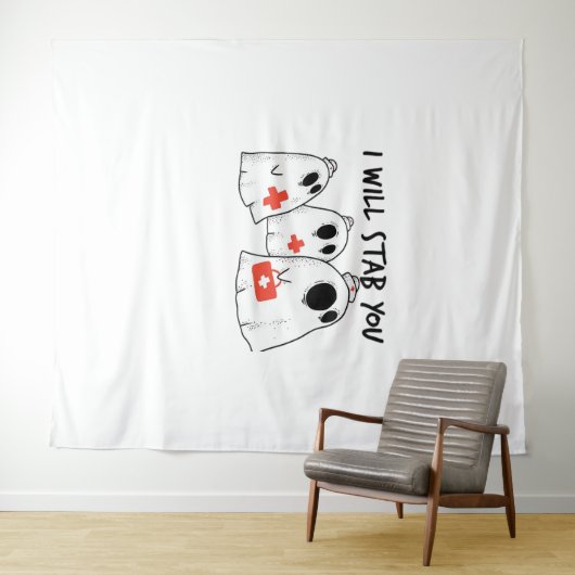 私はあなたを刺す幽霊ナースおもしろいRNハロウィンゴ タペストリー (インサイチュ(横))