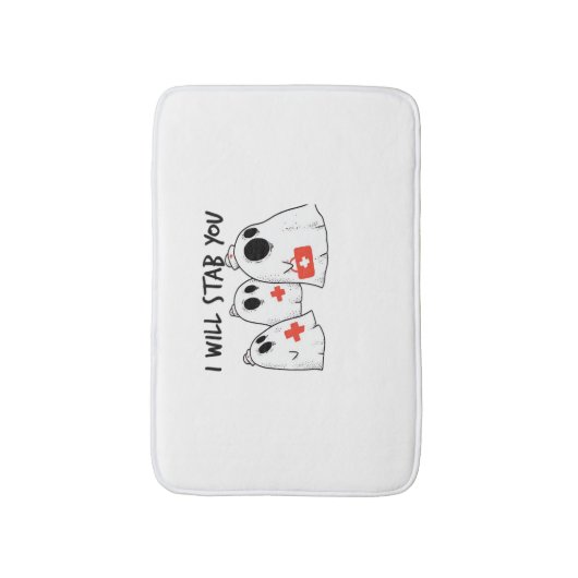 私はあなたを刺す幽霊ナースおもしろいRNハロウィンゴ バスマット (正面縦)