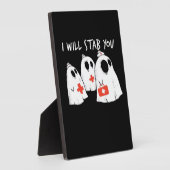 私はあなたを刺す幽霊ナースおもしろいRNハロウィンゴ フォトプラーク (側面)