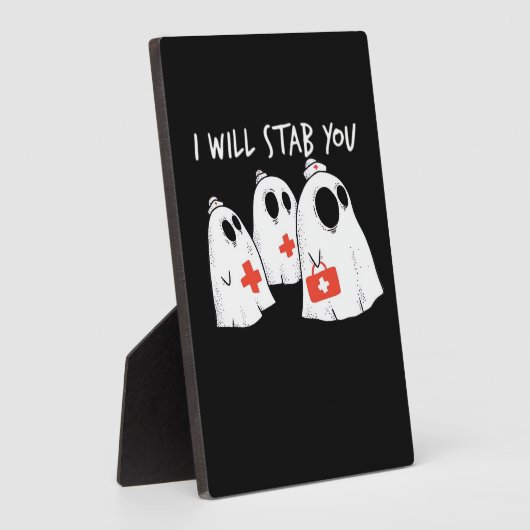 私はあなたを刺す幽霊ナースおもしろいRNハロウィンゴ フォトプラーク (側面)