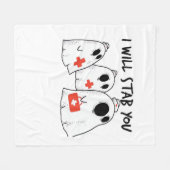 私はあなたを刺す幽霊ナースおもしろいRNハロウィンゴ フリースブランケット (正面(横))