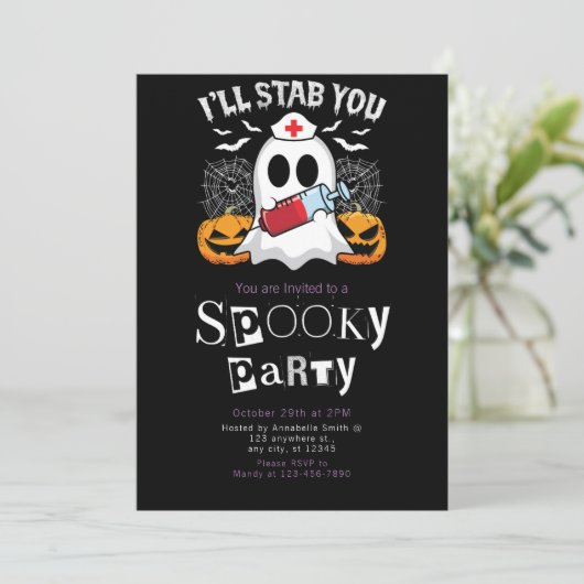 私はあなたを刺す幽霊ナースハローウィンパーティ 招待状 (スタンド正面)