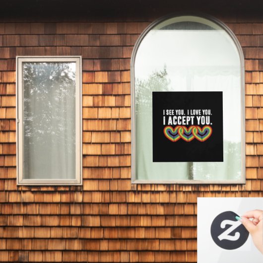 私はあなたを受け入れるレインボーLGBTQ ウィンドウサイン (ホームウィンドウ)