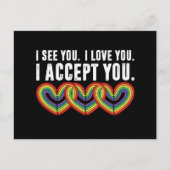 私はあなたを受け入れるレインボーLGBTQ ポストカード (正面)