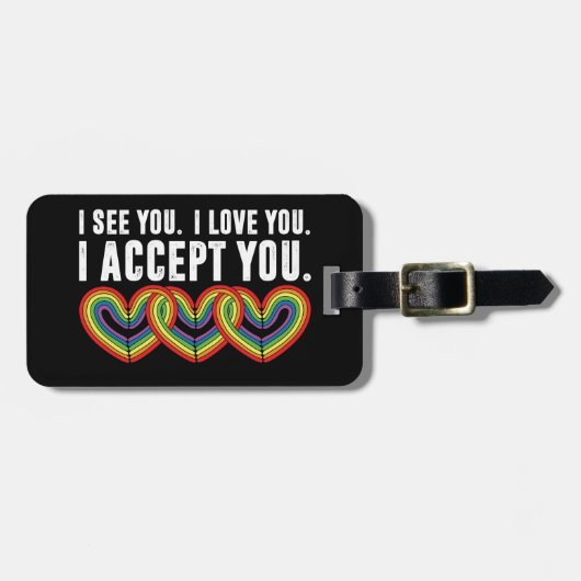 私はあなたを受け入れるレインボーLGBTQ ラゲッジタグ (正面横)
