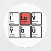 私はあなたを周期的なテーブルが大好き ラベル (デザイン2)