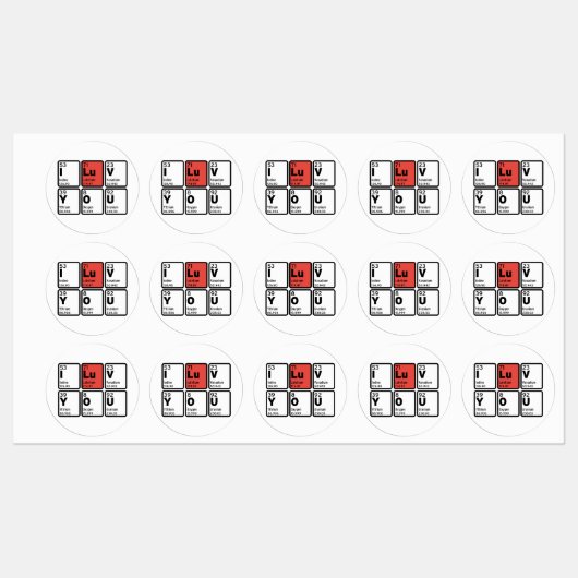 私はあなたを周期的なテーブルが大好き ラベル (シート)