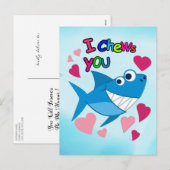 私はあなたを噛む |かわいい笑顔のシャークバレンタインデー シーズンポストカード (正面/裏面)