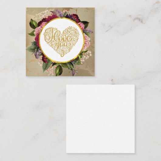 私はあなたを大好ファンシーきゴールデン華美ハート スクエア名刺 (正面/裏面)