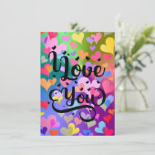 私はあなたを好モダンきハートエレガントカラフル陽気 カード (スタンド正面)