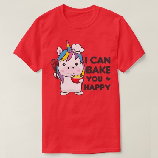 私はあなたを幸せにかわいいユニコーンはベーキングカップク Tシャツ (デザイン正面)