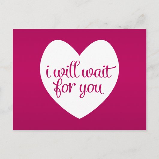 私はあなたを待つピンクハート ポストカード (正面)