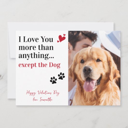 私はあなたを愛おもしろいするバレンタインデーカスタムの犬写真 シーズンカード (正面)