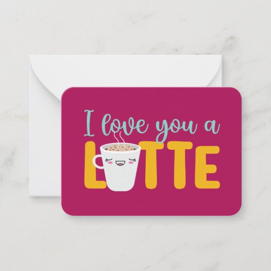 私はあなたを愛しおもしろいてラテプリンかわいいバレンタインデー ノートカード (正面)
