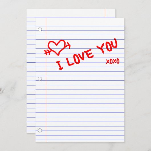 私はあなたを愛しています。ノート型紙 招待状 (正面/裏面)