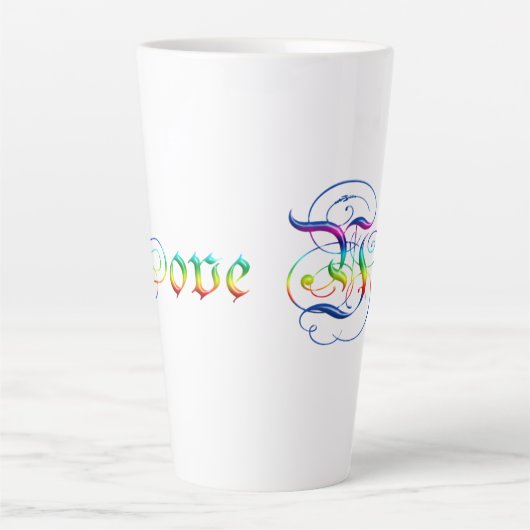 私はあなたを愛しています。装飾文字。 カフェラテマグ (正面)