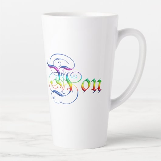 私はあなたを愛しています。装飾文字。 カフェラテマグ (右)